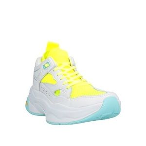 Brand Black Men’s Sneaker, white + hi visibility, vibram, size 11